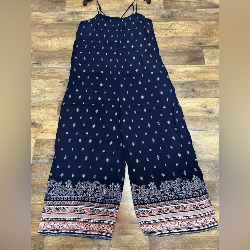 Eyeshadow Navy Blue Patterned Women's Jumpsuit